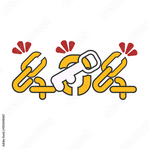 A broken chain concept representing a broken link or disconnected webpage. Suitable for website error pages, navigation issues, and UI systems that need a clear metaphor for unavailable links or inter