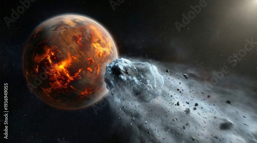 Photos Cataclysmic Encounter: Asteroid on a Collision Course with a Molten Planet
