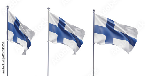 Finland flag on transparent background, PNG transparent, isolated, 3d render flag