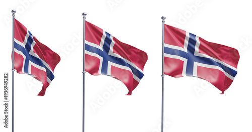 Norway flag on transparent background, PNG transparent, isolated, 3d render flag