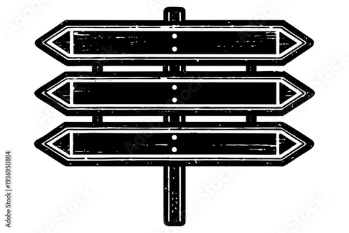 blank vintage road signs, monochrome hand-drawn style, weathered distressed texture, rustic aged wood look, retro americana aesthetic, white background