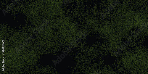 Vector green dotted halftone texture with irregular density on dark background. Abstract particle pattern.creative background