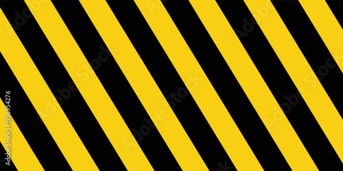 Warning tape with yellow and black diagonal stripes. Warn stop seamless line. Yellow and black caution tape border. eps10