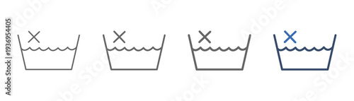 
outline icon set washable with bucket and water design