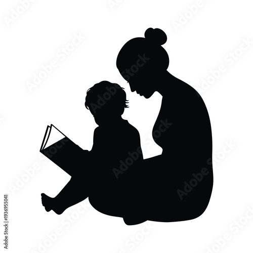 Mother reading book to child in tender moment