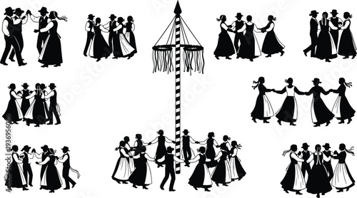 This silhouette collection beautifully captures the spirit of traditional European folk festivities. Here is your SEO-optimized title and keyword set.