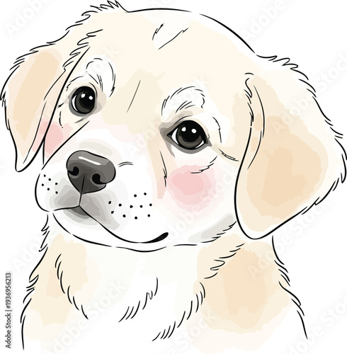 A cute golden retriever puppy with a sweet expression on its face