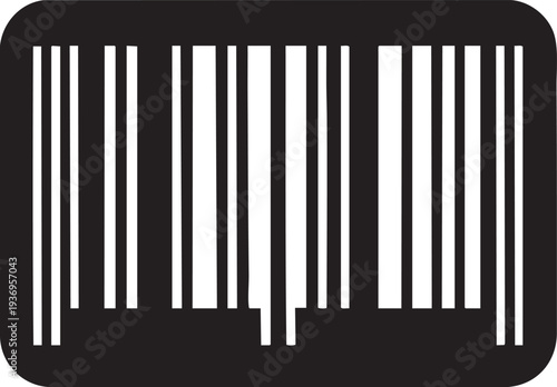 Barcode icon on transparent background, simple flat design element representing retail and product identification for commerce