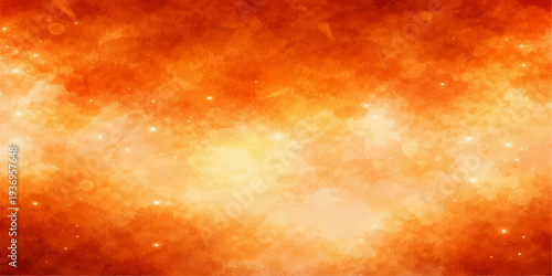 An abstract space background featuring a burning fire texture with orange flames, glowing stars, and red smoke clouds creating a hot grunge pattern for an inferno art wallpaper