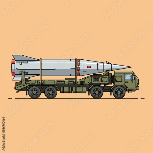 Military Truck Carrying Large Missile.