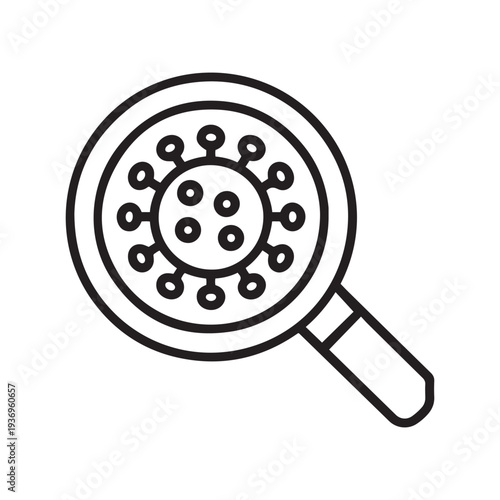 Virology Research Magnifying Glass Icon for Virus Testing Microbiology Laboratory and Pandemic Disease Analysis