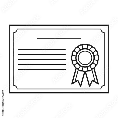 Blank certificate template with decorative ribbon and seal for recognition
