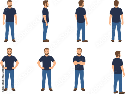 Flat vector illustration set of potted houseplants featuring monstera plants snake plant cacti and a small indoor tree