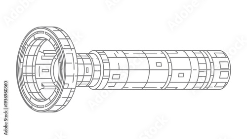 Mechanical Cylinder Tech Drawing 
