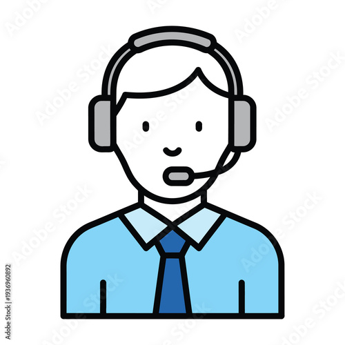 Professional customer support agent wearing headset assists clients