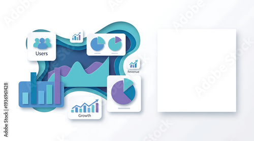 Data visualization of user growth and revenue with charts and graphs for business analytics and insights