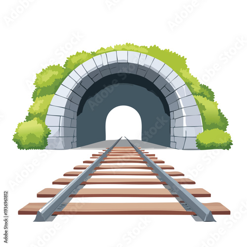 Tunnel entrance with railway tracks