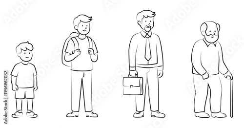 Stages of a man's life from childhood to old age.