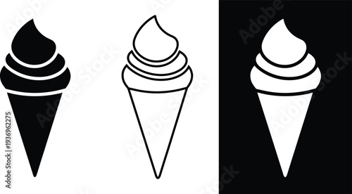 Cone Ice cream vector icon, Ice cream logo, ice-cream sign, soft ice cream cone vector illustration
