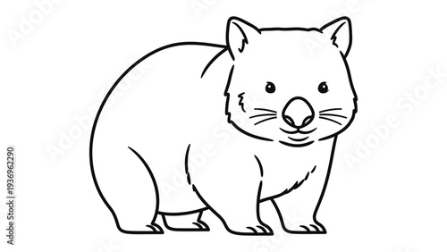 Cute Wombat Sketch: An adorable wombat in simple lines, inviting viewers to appreciate the charm of this unique marsupial. 