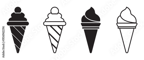 Cone Ice cream vector icon, Ice cream logo, ice-cream sign, soft ice cream cone vector illustration