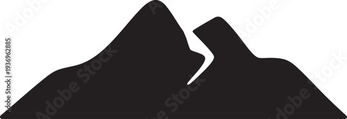 Mountain peaks icon on transparent background, simple silhouette of natural landscape, nature and adventure symbol