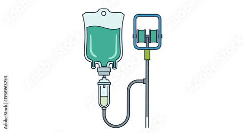 Medical intravenous drip system with infusion pump illustration