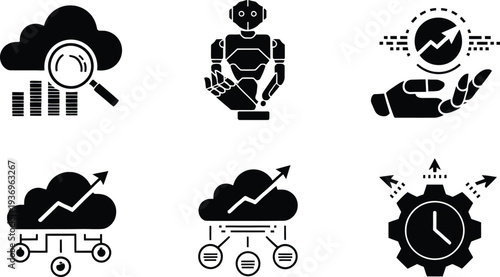 Artificial Intelligence, Cloud Computing, and Data Analytics Vector illustration
