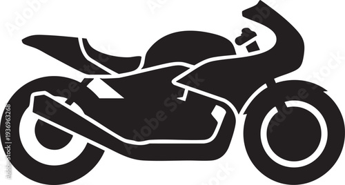 Sport motorcycle silhouette, sleek design, powerful engine, fast vehicle, two wheels, street bike, highway cruiser, racing machine, modern sportbike