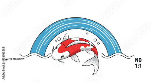 Vibrant Koi Fish Swimming Under Blue Water Arch