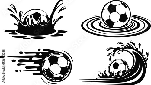Dynamic soccer ball water splash vector illustration