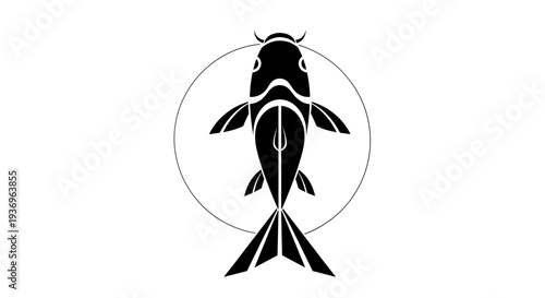 Minimalist Koi Fish Silhouette in Circle Logo Design
