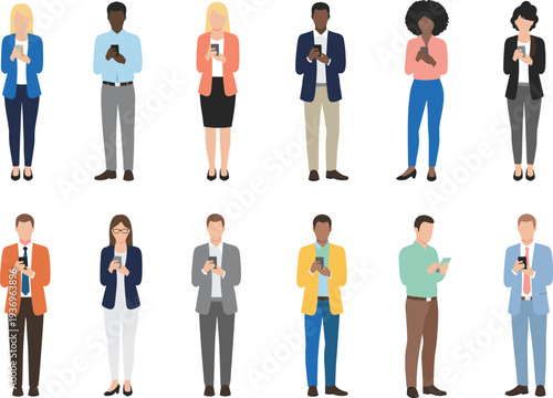 Modern illustration collection of men's clothing styles featuring khaki shorts grey chinos white ripped jeans and navy trousers for fashion branding