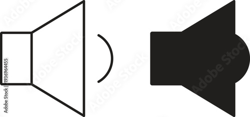 Speaker Volume Icon Set – Sound On and Sound Off Audio Speaker Symbols Vector