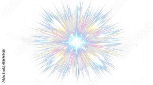 A vibrant and dynamic abstract image of a colorful explosion on a white background
