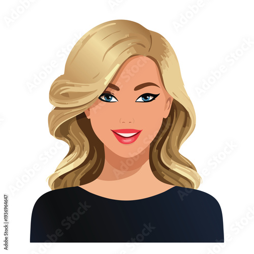 Woman with blond hair smiling portrait illustration