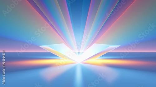 Minimal Glowing Glass Cube With Pastel Gradient Light on Futuristic Horizon