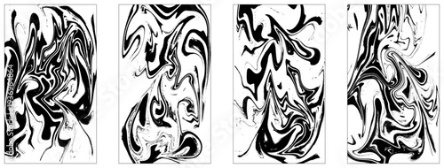 Set of white and black marble texture vector background. Stone or rock bundle, collection.