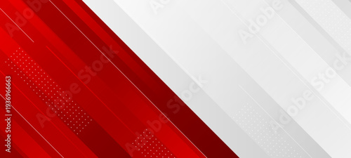 Dynamic red and white abstract diagonal lines illustration viewed from a modern perspective