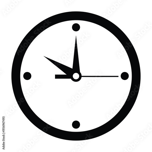 Minimalist analog clock face showing time with black hands on a white background simple design round shape clean and modern look