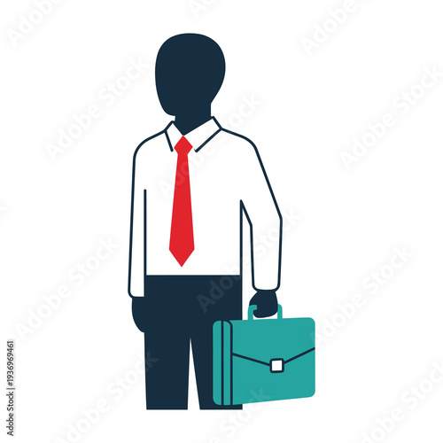 Businessman in formal attire holding a briefcase wearing a white shirt and red tie isolated on a white background professional concept