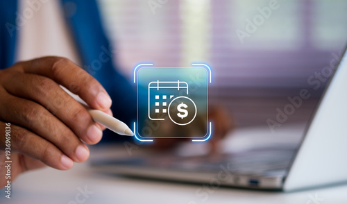 Slika na platnu Digital Budget Planning and Financial Management Concept with Business Professio