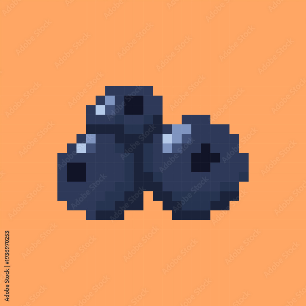 Obraz premium A pixelated illustration of blueberries in a 8 bit style. Heavy blue pixelated berries with tiny highlights vector illustration. Healthy organic fruit symbolizes vitamins, antioxidants, summer harvest