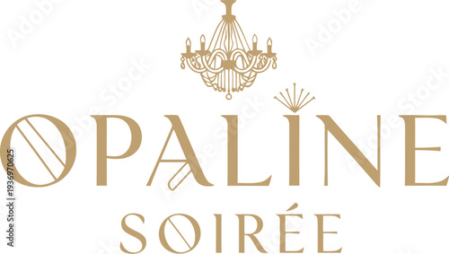 A luxurious gold logo for Opaline Soiree on a white background