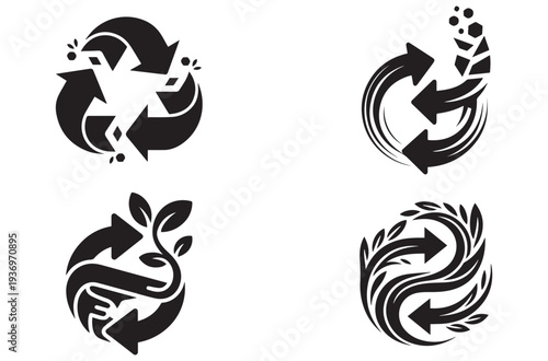 Upcycle Symbol Vector Icon, Sustainable Recycling Silhouette Illustration