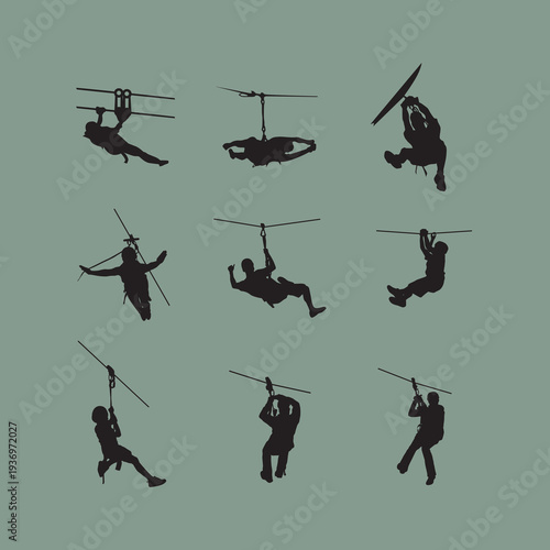 Zip Line Adventure Silhouettes Set