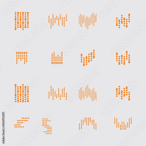 Abstract Sound Wave Dot Patterns Collection