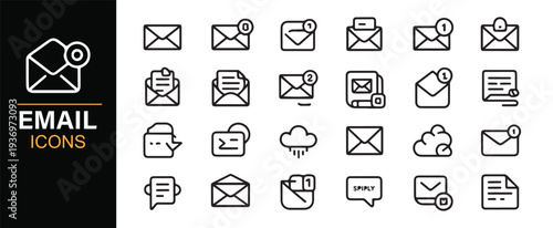 Digital communication and email service vector line icons