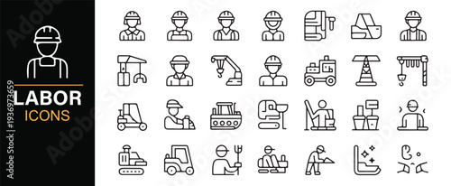 Manual labor and skilled technician vector icon collection