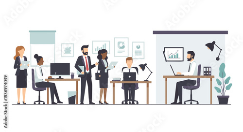 Business Professionals Working in Modern Office 1.